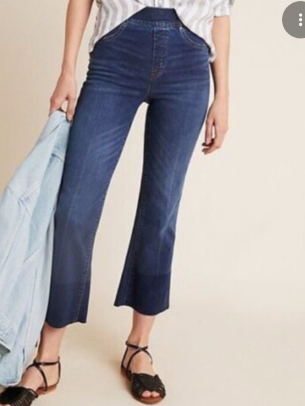 Spanx Flare Crop Raw Hem Pull On Jeans